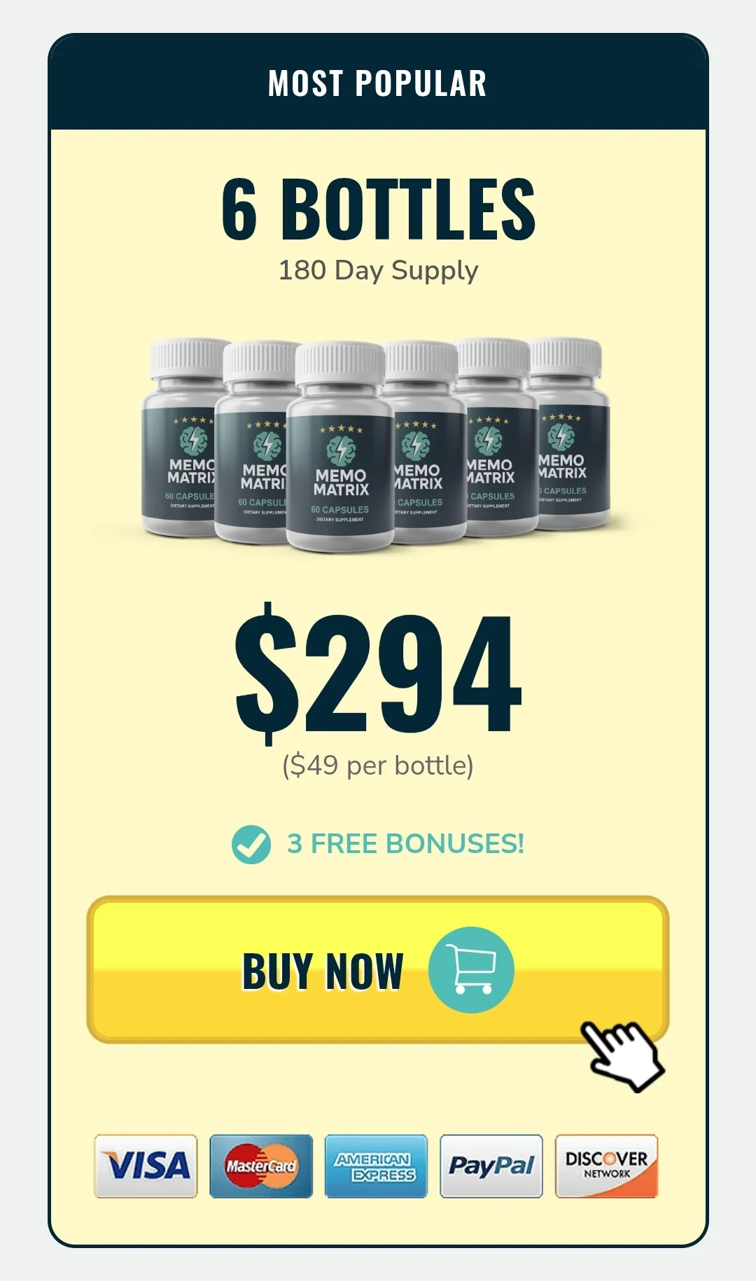 Memo Matrix™ 6 bottles pricing